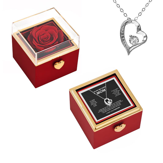 14K White Gold Necklace with Surprise Rosebox - To My Mom