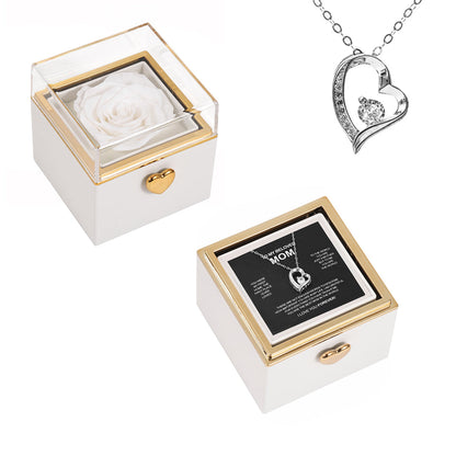 14K White Gold Necklace with Surprise Rosebox - To My Mom