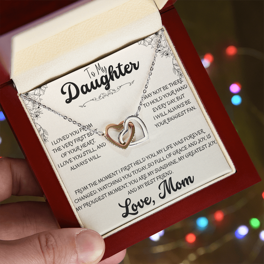 To My Daughter Interlocking Hearts Necklace | A Symbol of Our Bond