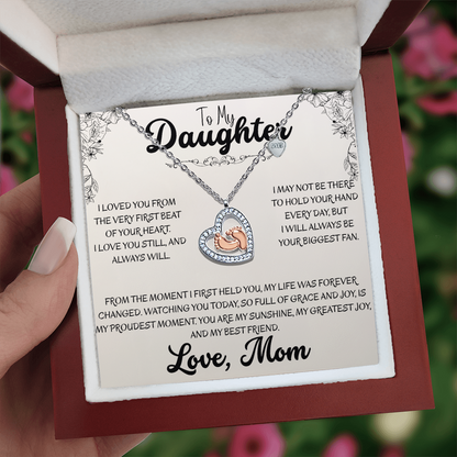 To My Daughter "First Heartbeat" Necklace | Baby Feet Keepsake