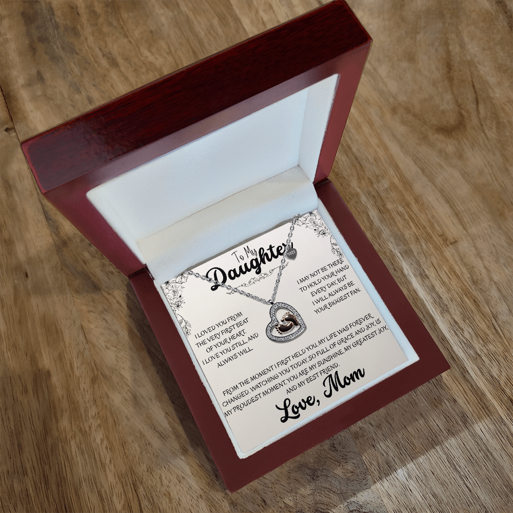 To My Daughter "First Heartbeat" Necklace | Baby Feet Keepsake