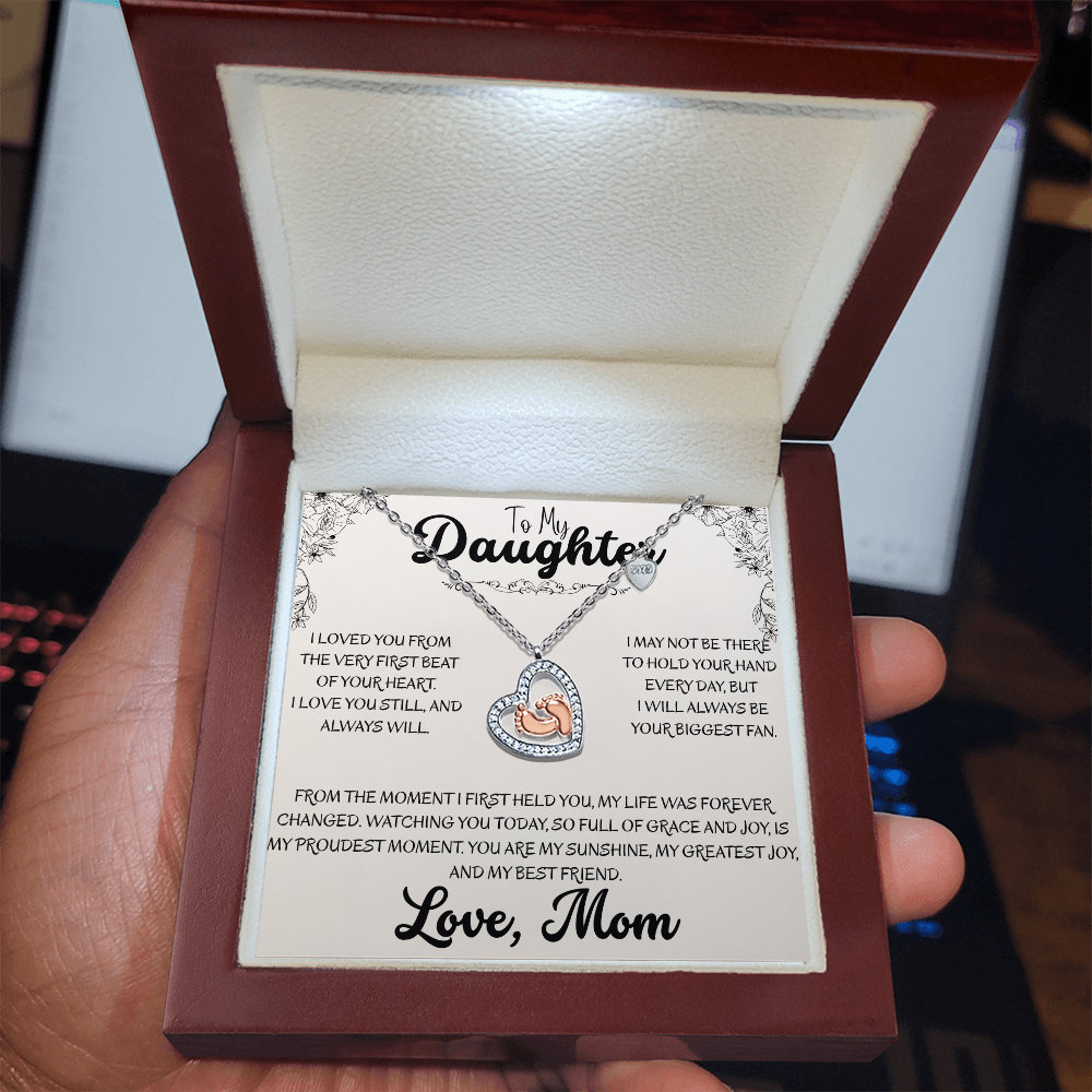 To My Daughter "First Heartbeat" Necklace | Baby Feet Keepsake